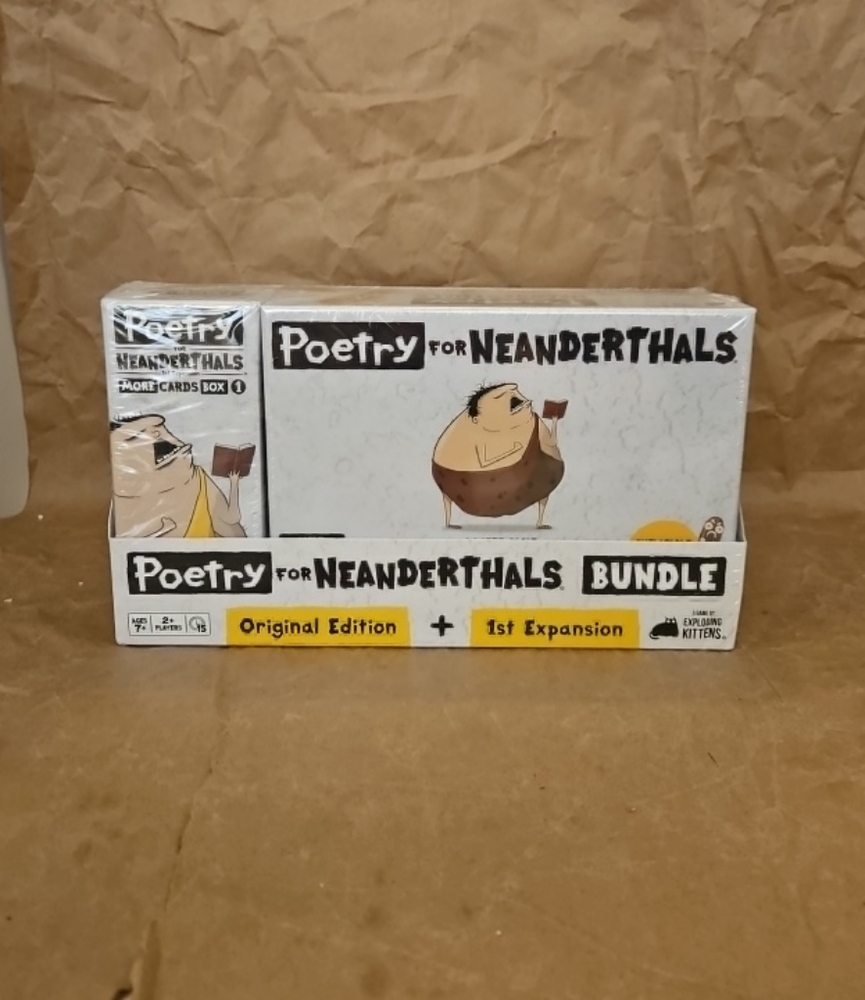 Poetry For Neanderthals Word Game by Exploding Kittens Sealed Bundle + Expansion